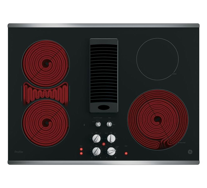 GE Profile 30 in. Radiant Electric Downdraft Cooktop in Stainless Steel 